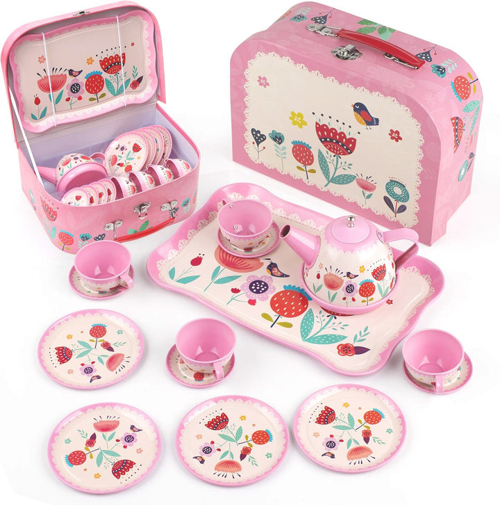 Set de ceai din meta pentru copii, Zola, 14 accesorii, valiza depozitare