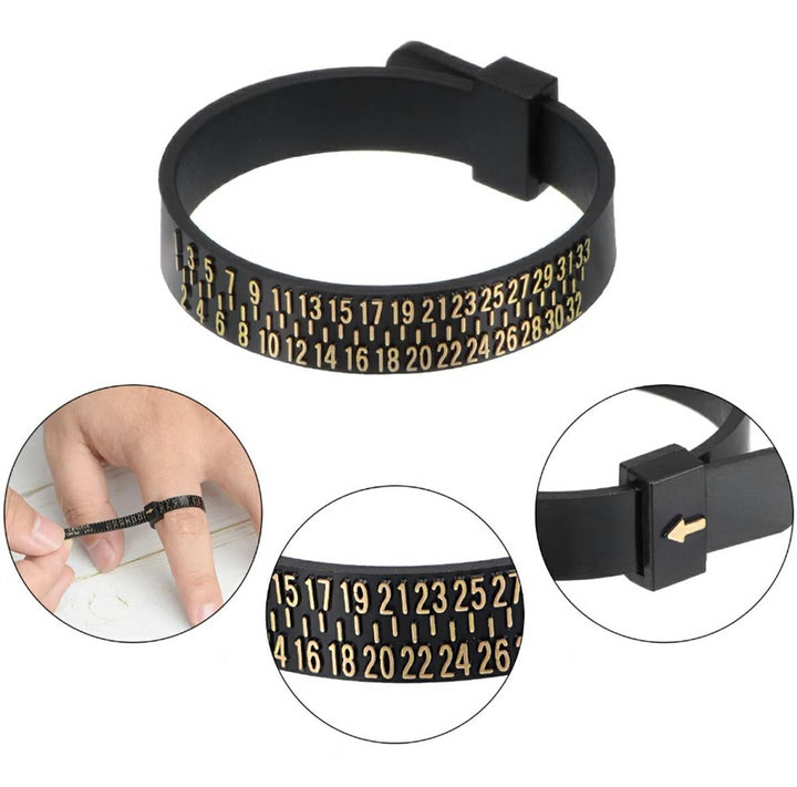 Instrument de masurare marime inel, Zola, multisizer, din plastic, inverval dimensiuni 1-33, circumferinta degetelor 41-76 mm, negru