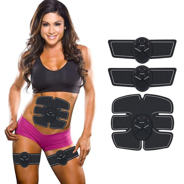 Aparat electrostimulator 3 in 1 pentru tonifirea abdomenului, bratelor si coapselor, UBX, 6 programe, sprijina arderea grasimilor, negru