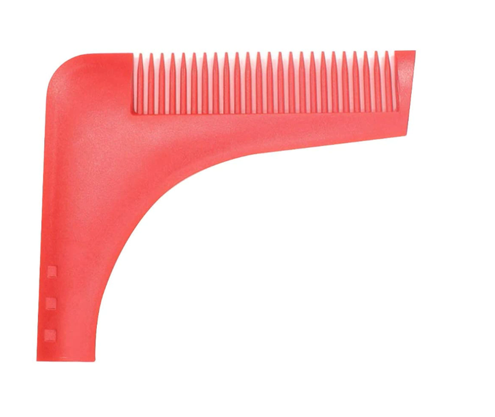 Sablon si pieptan pentru barba, Zola, rosu, din plastic, 11x9 cm