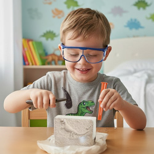 Set educativ de excavare si descopeire fosile, Zola, 6 dinozauri, arheologie, pentru dezvoltarea abilitatilor si concentrarii