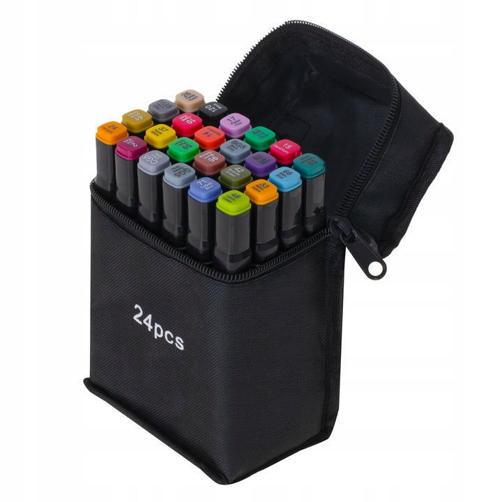 Set 24 markere , Zola®, 2 capete subtire si gros, cu geanta de depozitare, multicolore