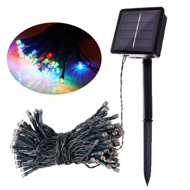 Instalatie de Craciun solara, UBX®, 200 leduri, 8 programe, lumina multicolora, lungime 20 m, impermeabila IP66