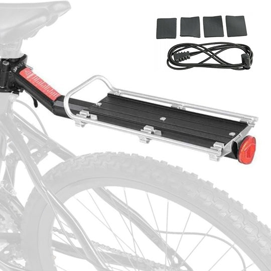 Portbagaj pentru bicicleta cu stop, Zola, greutate suportata 9 kg, montare pe tija 21-31 mm, benzi elastice de fixare, aluminiu, 12 x 30 cm, negru