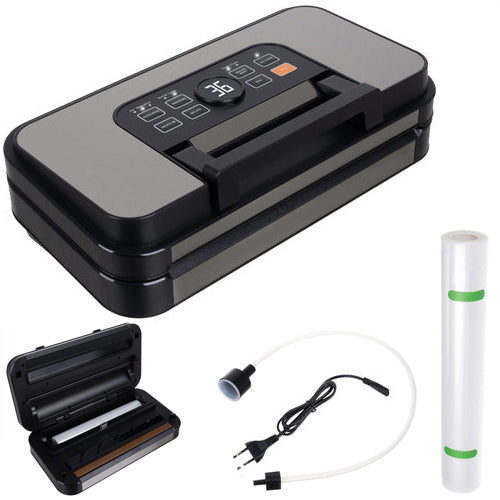 Aparat de vidat si sigilat aimente umede/uscate, Zola, 125W, 95kPa, etansare dubla 16L/min, cutter, lungime 30 cm, folie 28×300 cm, 39.4 × 20 × 17 cm