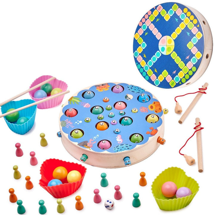 Joc de familie Montessori, Zola®, prinde pesti/omizi, multicolor, din plastic