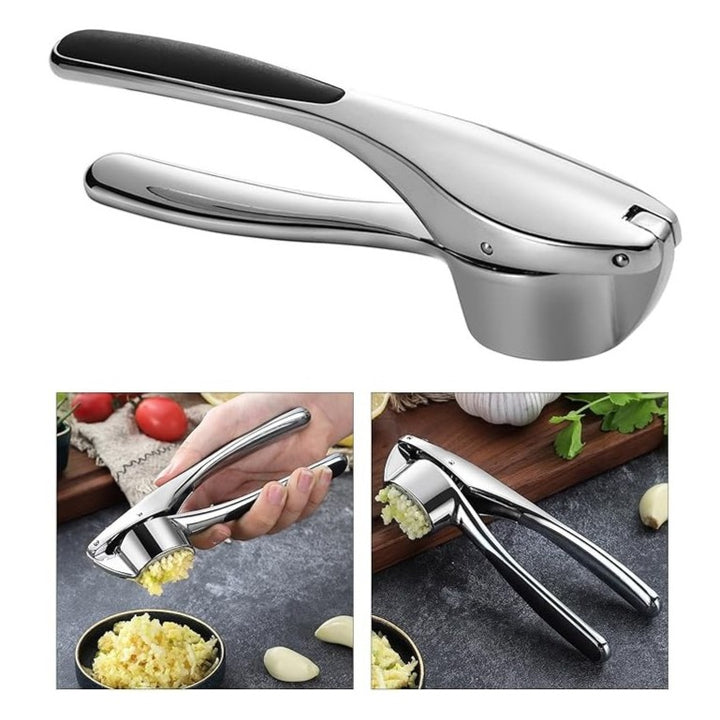 Presa pentru usturoi, Zola, presare usoara si rapida, aliaj de zinc, 17 cm, argintiu/negru