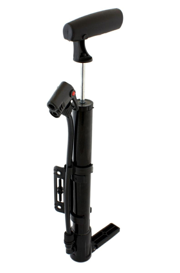 Pompa metalica pentru bicicleta, Zola®, cu picior,  neagra