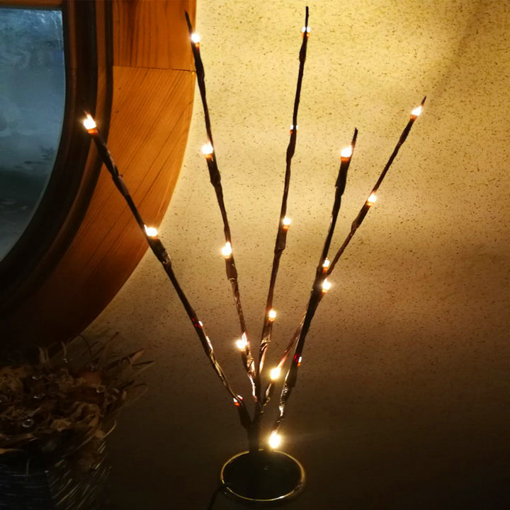 Crengute decorative cu LED, Zola®, 5 ramuri, 70 cm, lumina alb cald, negru