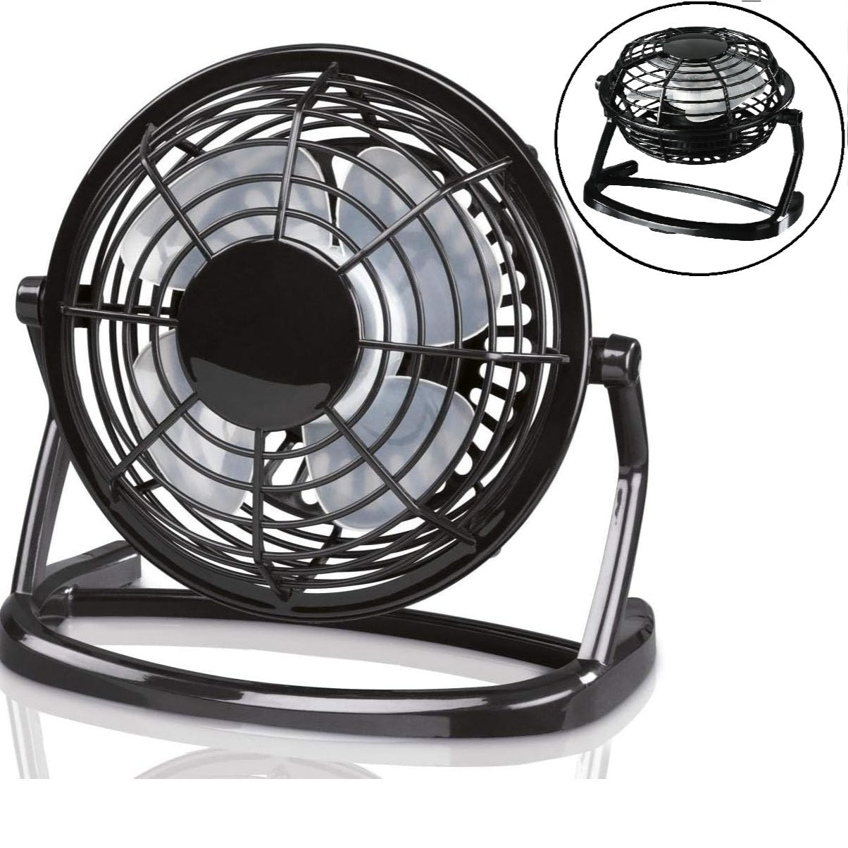 Ventilator de birou cu alimentare USB, Zola, diametru 9.6 cm, 5V, unghi de inclinare reglabil, 15 x 14.7 x 9.6 cm, negru