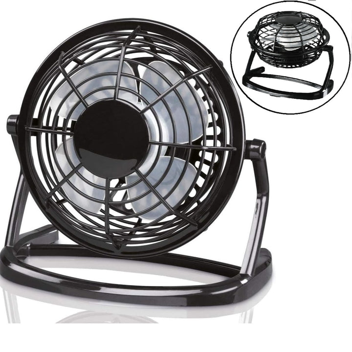 Ventilator de birou cu alimentare USB, Zola, diametru 9.6 cm, 5V, unghi de inclinare reglabil, 15 x 14.7 x 9.6 cm, negru