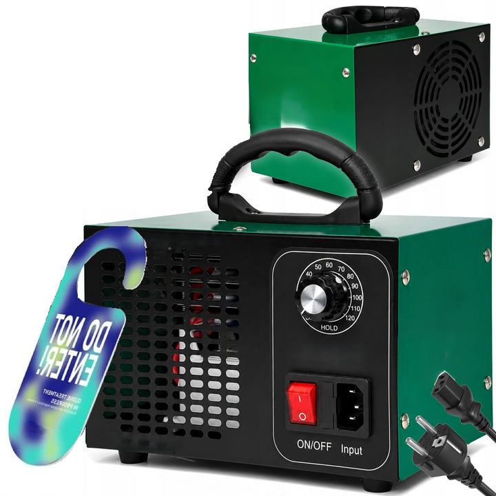 Generator de ozon, Zola, 60.000 mg/h, reglare timp lucru 1-20 min, mod HOLD, 4 placi ceramice, din otel, 20.5 × 13.2 × 14 cm, verde/negru