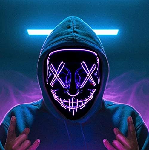 Masca Halloween, Zola®, neagra cu leduri mov