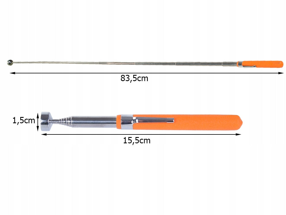 Recuperator extensibil cu magnet, Zola®, stil surubelnita cu maner ergonomic, portocaliu,  lungime 16-83 cm