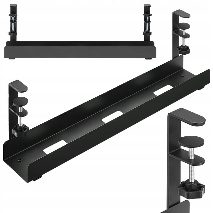 Organizator pentru cabluri, Zola, montare pe blat, compatibil 15-50 mm, otel, 60 x 10.5 x 19 cm, negru
