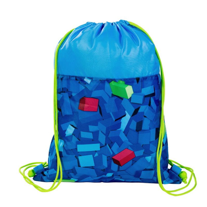 Rucsac tip sac sport, Zola®, model cuburi, 34x43 cm, albastru