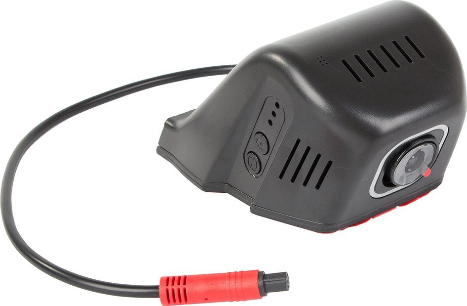 Camera video auto discreta, Zola®, full HD 1080p, unghi de vizualizare 170 grade, instalare autoadeziva, 12.5x7x8 cm, negru-rosu
