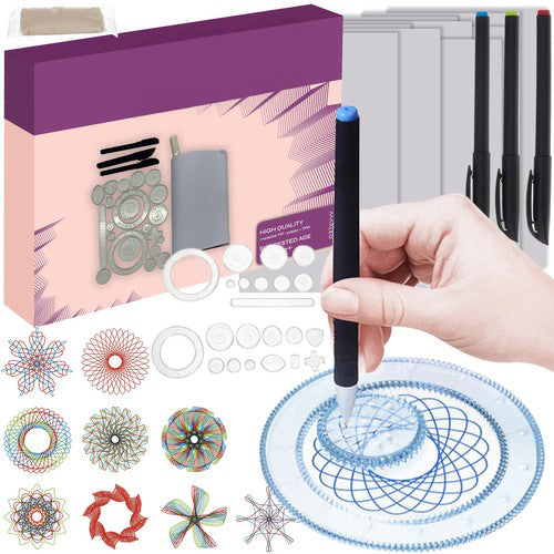 Set creativ de desen cu sabloane, Zola, spirograf, 35 piese