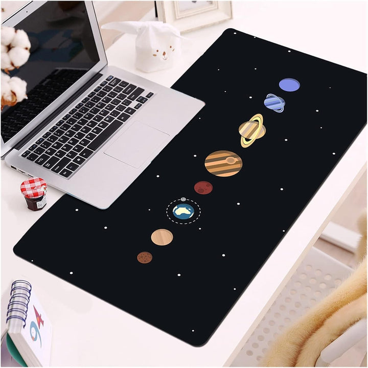 Mouse pad, Zola, cauciucat pentru gaming, anti-derapant, model galaxie, 90 x 40 cm, negru
