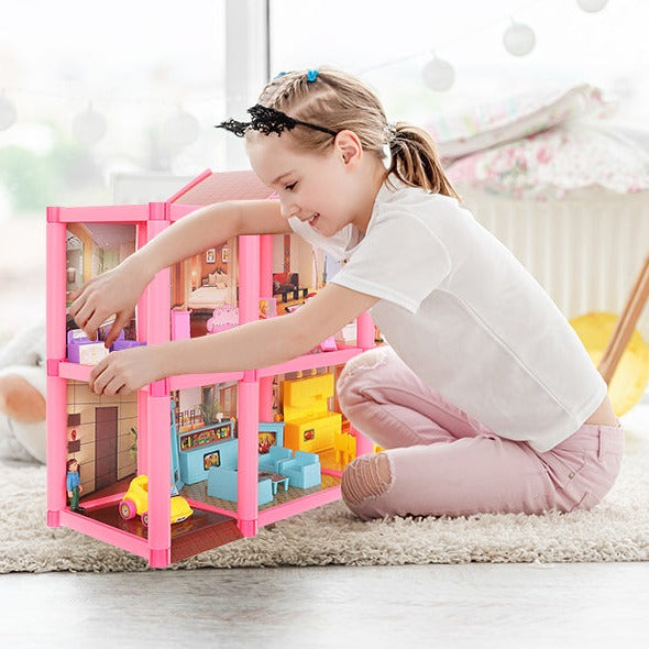 Casuta de papusi din plastic, Zola®, complet utilata si 4 omuleti