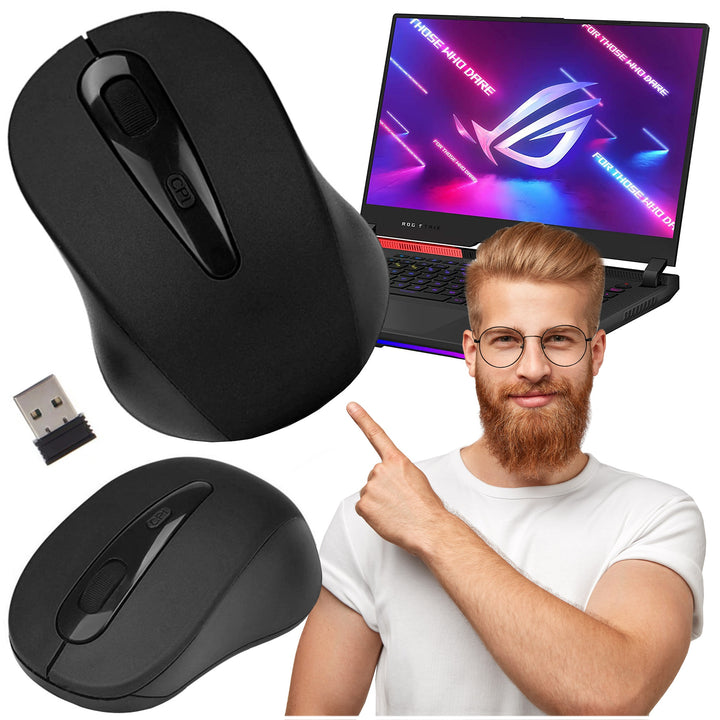 Mouse optic wireless, Zola, 1600 DPI, raza actiune 10 m, receptor USB, alimentare baterii, negru