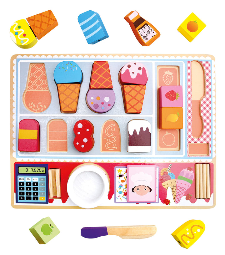 Mini magazinul de inghetata, Zola, model puzzle, montessori, 27 elemente, 30 x 22.5 x 6 cm