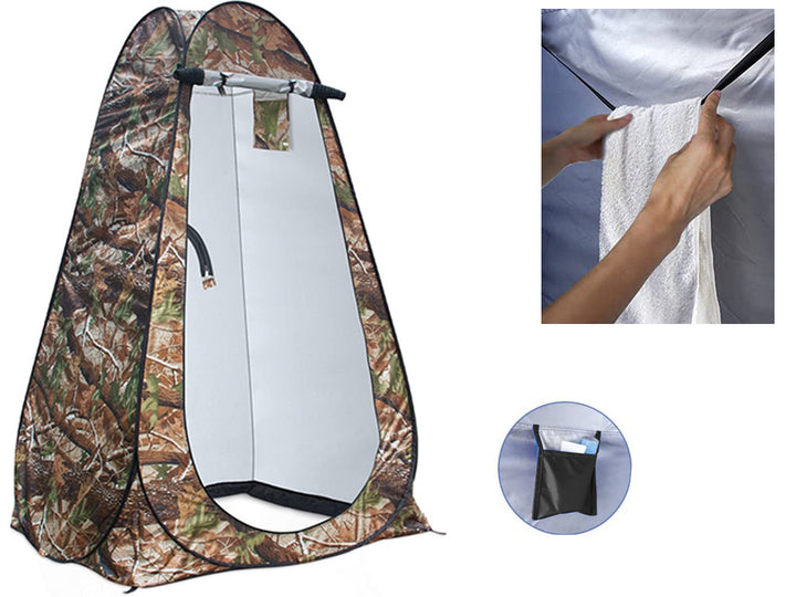 Cort pentru dus solar, Zola, instalare rapida, husa depozitare inclusa, pliabil, 120 x 120 x 190 cm, model frunze, lemn