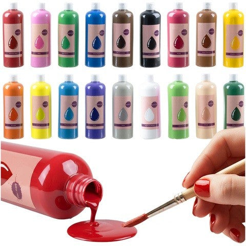 Set 18 vopsele tempera, Zola, 500 ml, pentru hartie, canvas, lemn, ceramica, diverse nuante