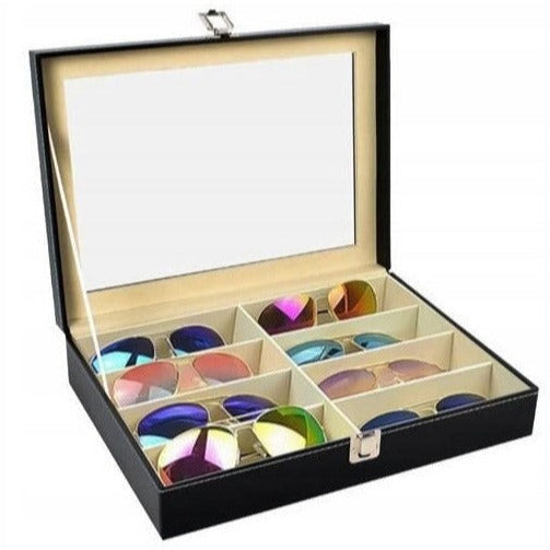 Cutie pentru depozitare 8 ochelari, Zola®, piele ecologica, neagra