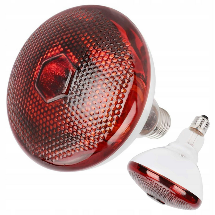 Bec cu infrarosu pentru incalzire pui si animale, Zola, 175W, lumina rosie, diametru 12 cm