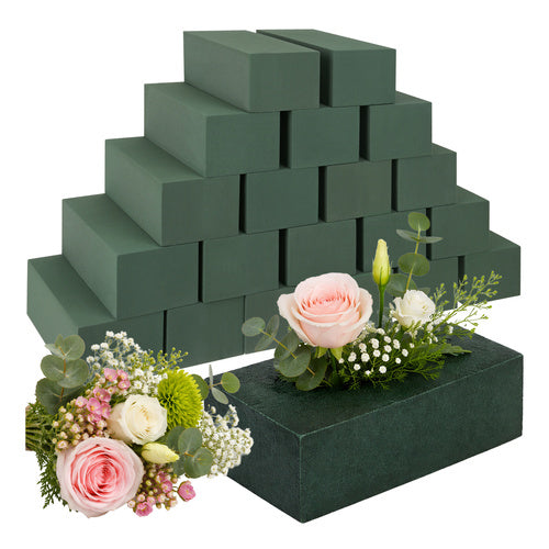 Set 20 bureti florali pentru flori naturale si artificiale, Zola, absorbtie ridicata, pentru aranjamente florale, 23 x 11 x 8 cm, verde