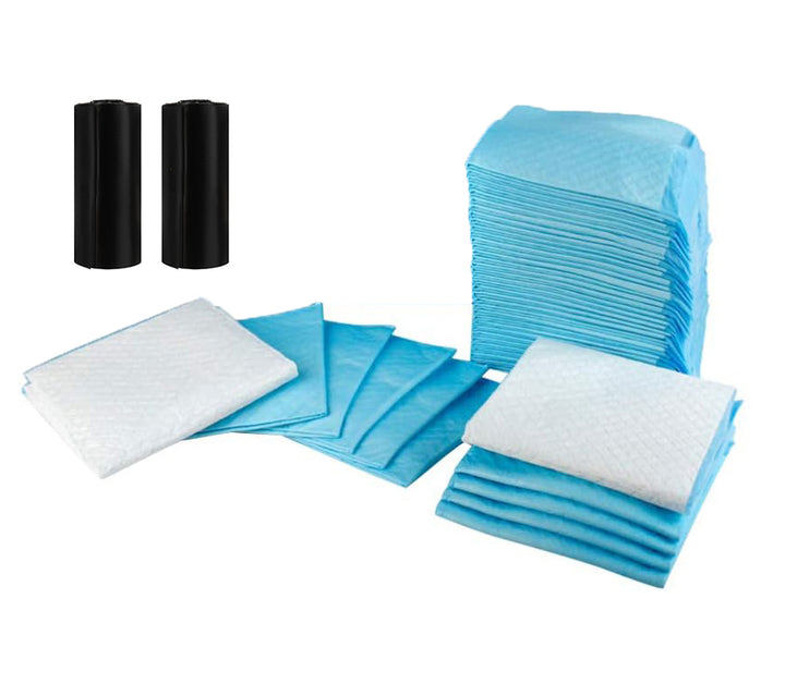 Set covorase absorbante catei, Zola®, 100 bucati, 2 role de saci igienici, 33 x 45 cm
