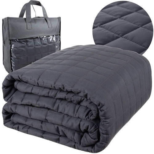 Patura grea pentru terapie, Zola,  10 kg, 200 x 220 cm, umplutura poliester si margele de sticla, un somn mai profund si mai odihnitor, gri