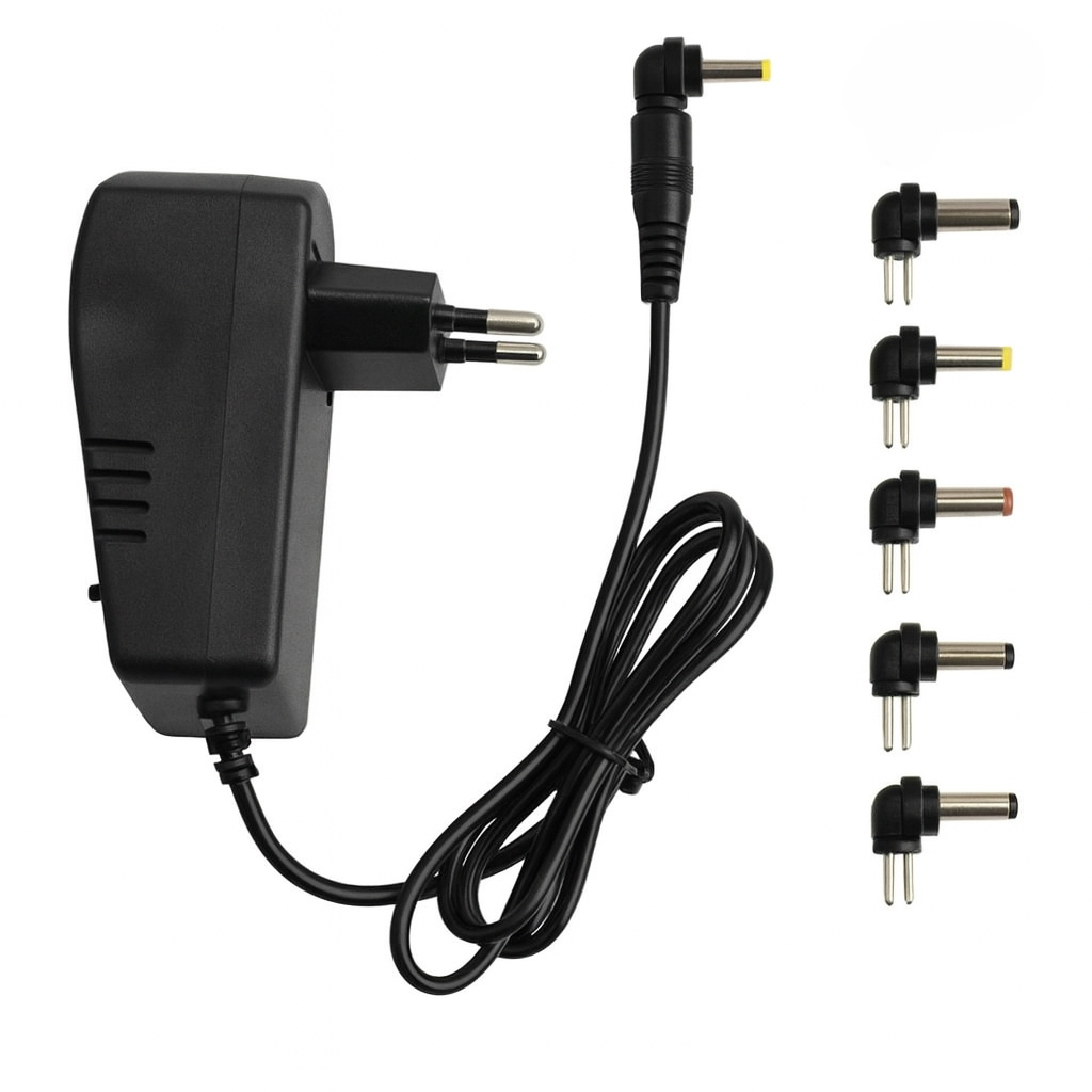 Incarcator universal, Zola®, cu 6 terminale interschimbabile, tensiune de iesire de la 3V pana la 12V, 24W, curent maxim 3A, 8 x 5 x 3.4 cm, neagra