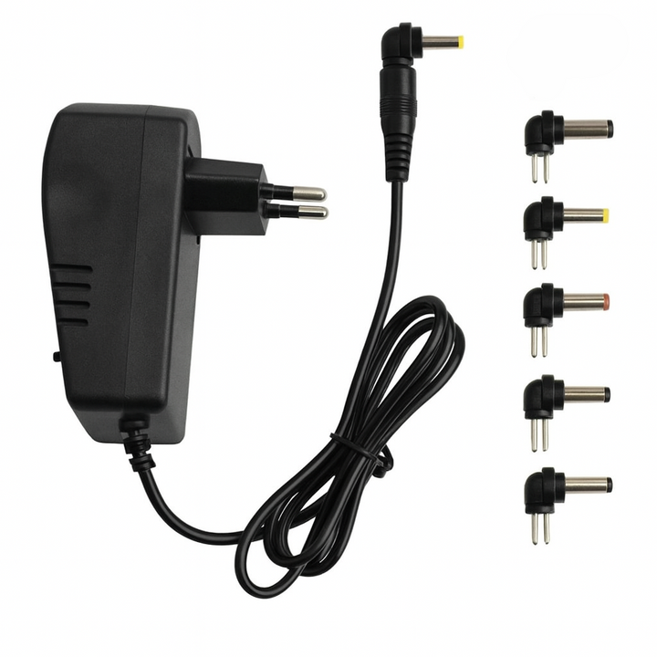 Incarcator universal, Zola®, cu 6 terminale interschimbabile, tensiune de iesire de la 3V pana la 12V, 24W, curent maxim 3A, 8 x 5 x 3.4 cm, neagra