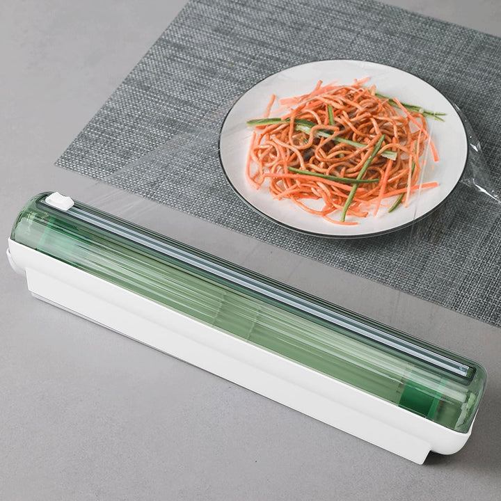 Dispenser cu lama pentru folie alimentara, Zola®, prindere magnetica, ABS , alb cu verde