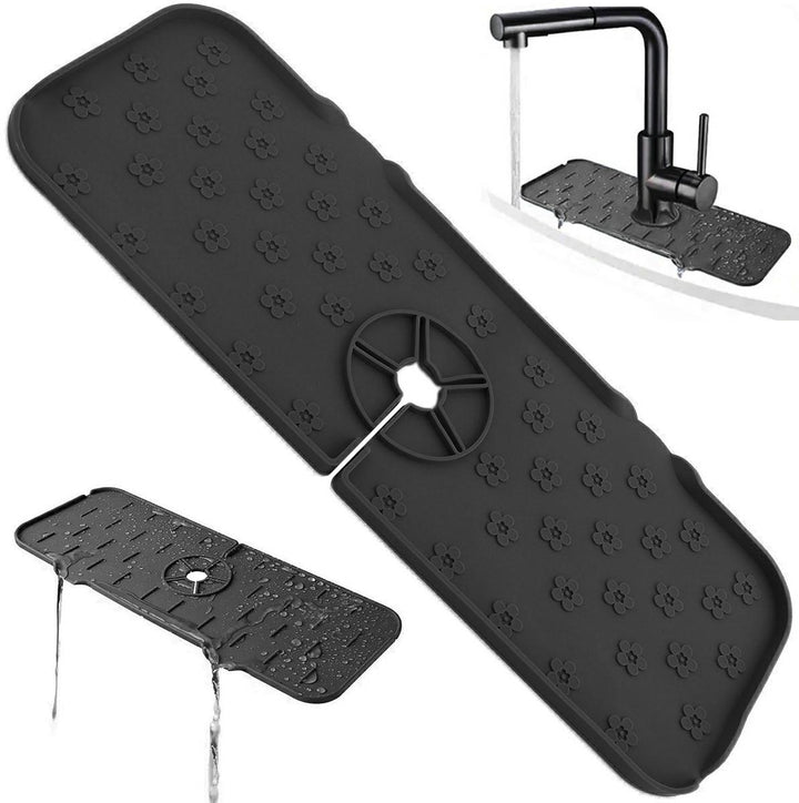 Covoras din silicon pentru chiuveta, Zola, flexibil, 36.5x14 cm, negru