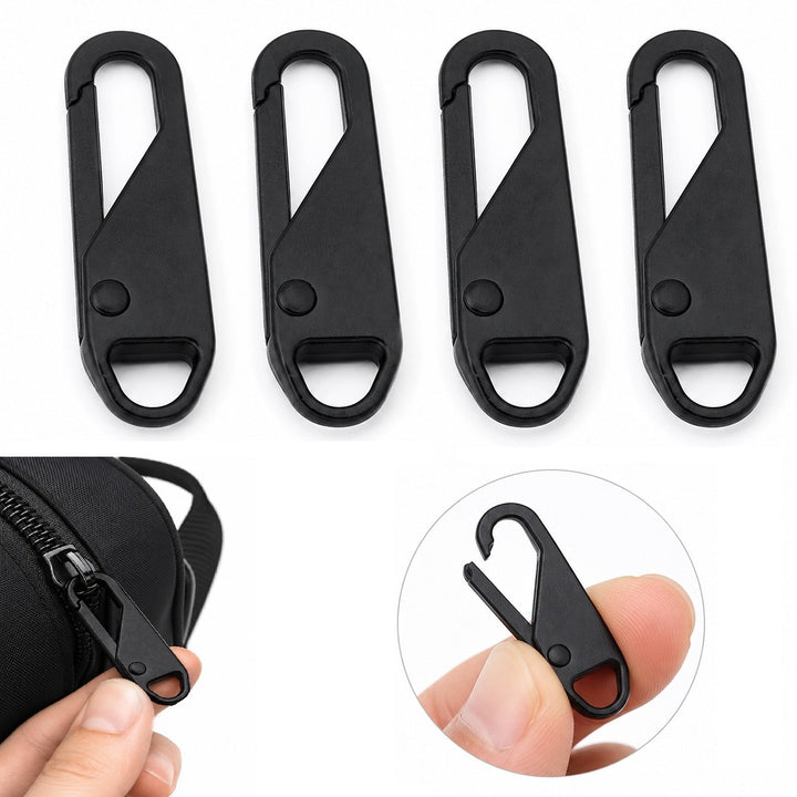 Set 4 fermoare de rezerva, Zola®, plastic, 37x11x4 mm, negru