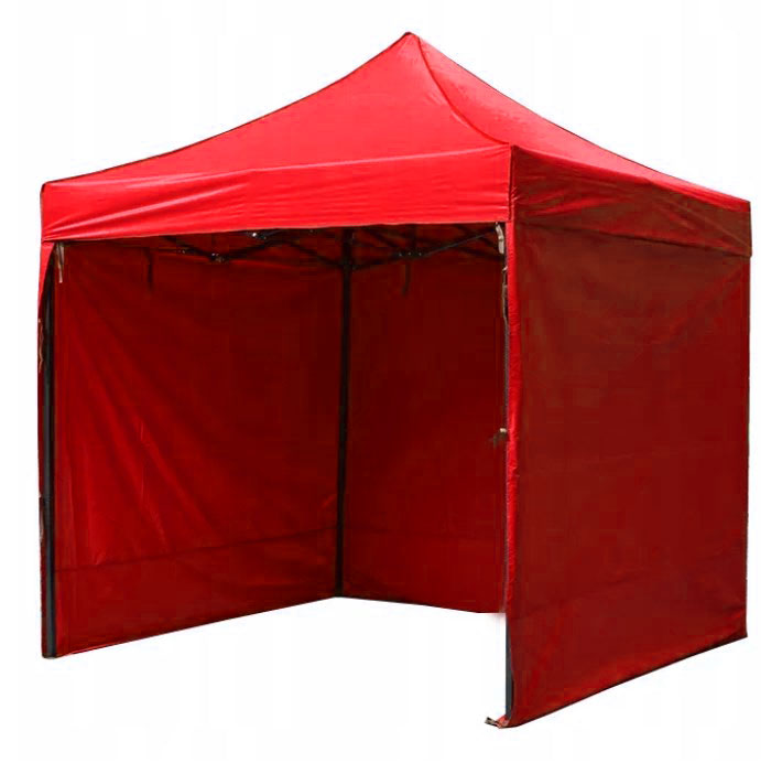 Cort pavilion pliabil 3 x 3 m, Zola, 3 pereti laterali detasabili, structura metalica din otel, inaltime reglabila, prelata impermeabilia, 600D, rezistent la apa si raze UV, rosu