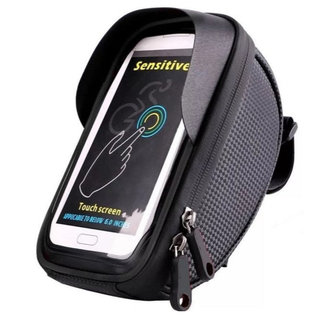 Geanta pentru bicicleta, Zola®, cu buzunar transparent pentru telefon, Negru, 14x19x9.5cm