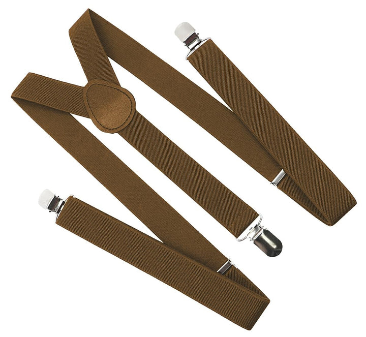 Bretele elegante pentru pantaloni tip Y, Zola®, inguste cu 3 catarame, unisex, marimea M-XL, maro