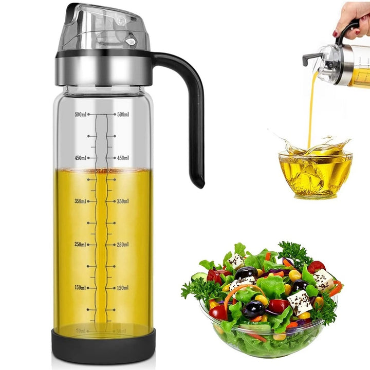 Recipient dozator pentru ulei, Zola, capacitate 500 ml, din sticla, maner, 23.5 x 7 cm, transparent