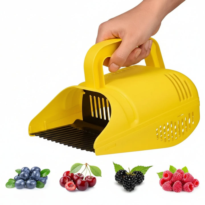 Culegator de fructe mici de padure, Zola, afinele, aronia, coacazele, maner ergonomic, ABS, 22×14×17 cm, galben
