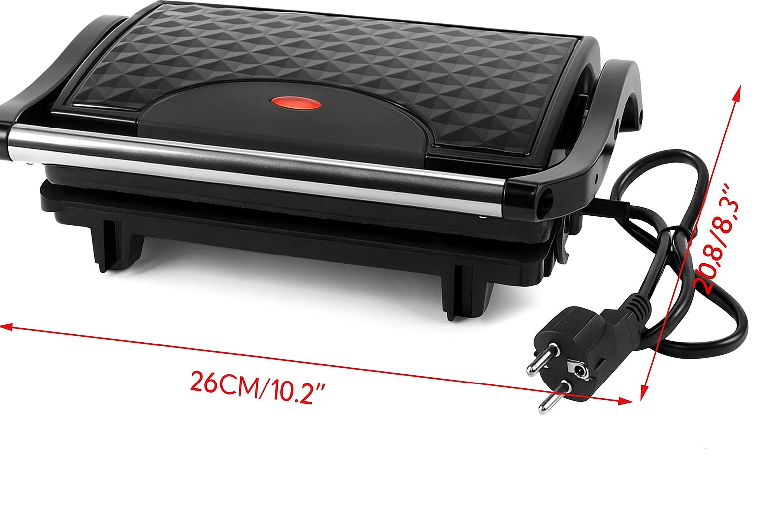 Sandwich maker tip grill, Zola, 750W, placi antiaderente, indicator luminos, 220V-240V, 26 x 21 x 8 cm, negru