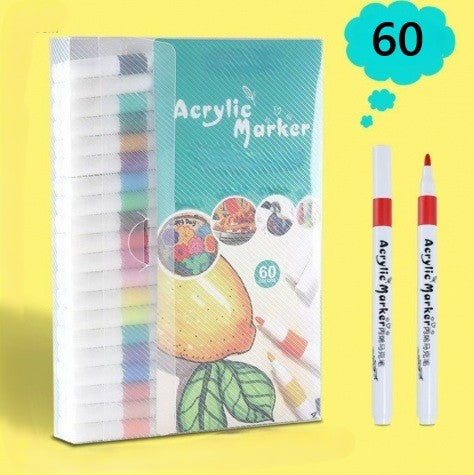 Set 60 markere acrilice, Zola, varf precis, pentru hartie, piatra, sticla, ceramica, lemn, textile, panza, uscare rapida, multicolore