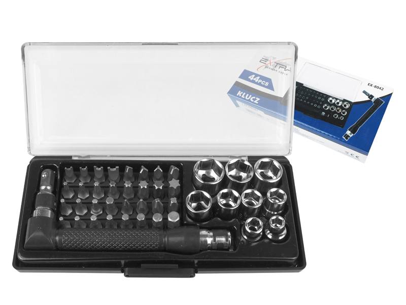 Trusa 44 biti si prize cu cheie, Zola®, metal, maner anti-alunecare, neagra