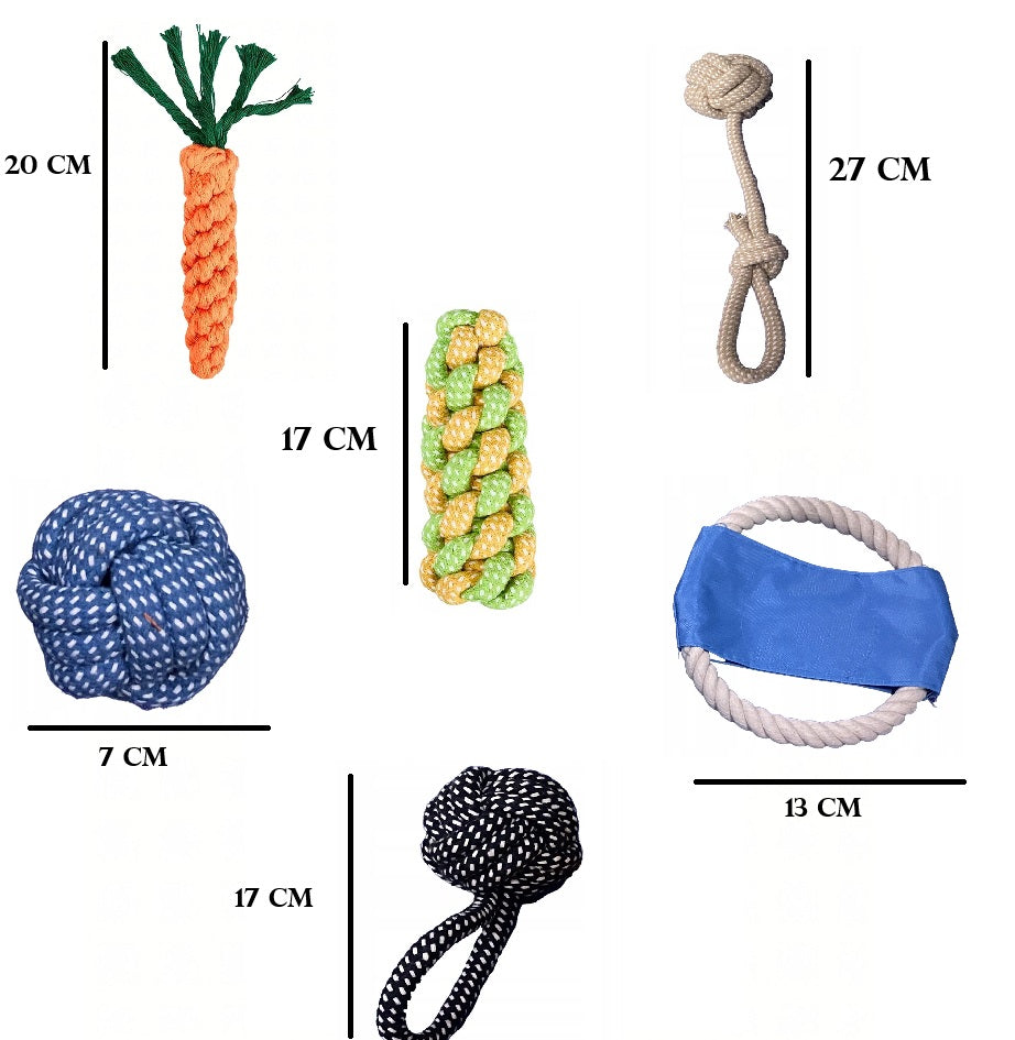 Set 8 jucarii pentru animale de companie, Zola, interactive, bumbac, PE, multicolore
