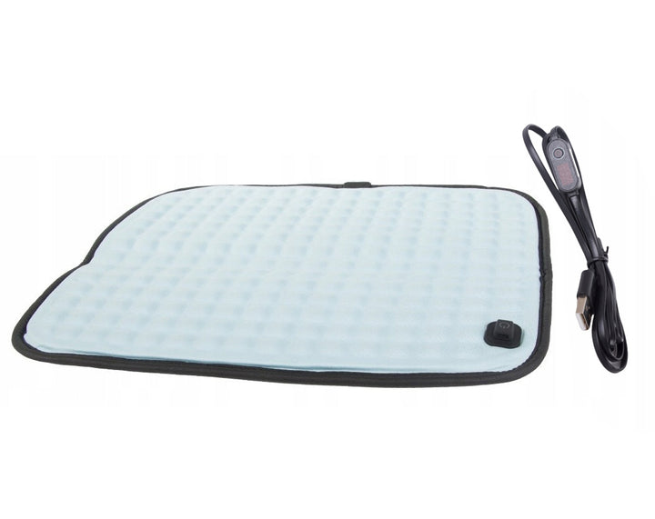 Perna insertie gel cu incalzire pentru scaun, Zola, 5 trepte de incalzire, regulator inteligent de temperatura, alimentat USB, 44x38,5 cm, blue