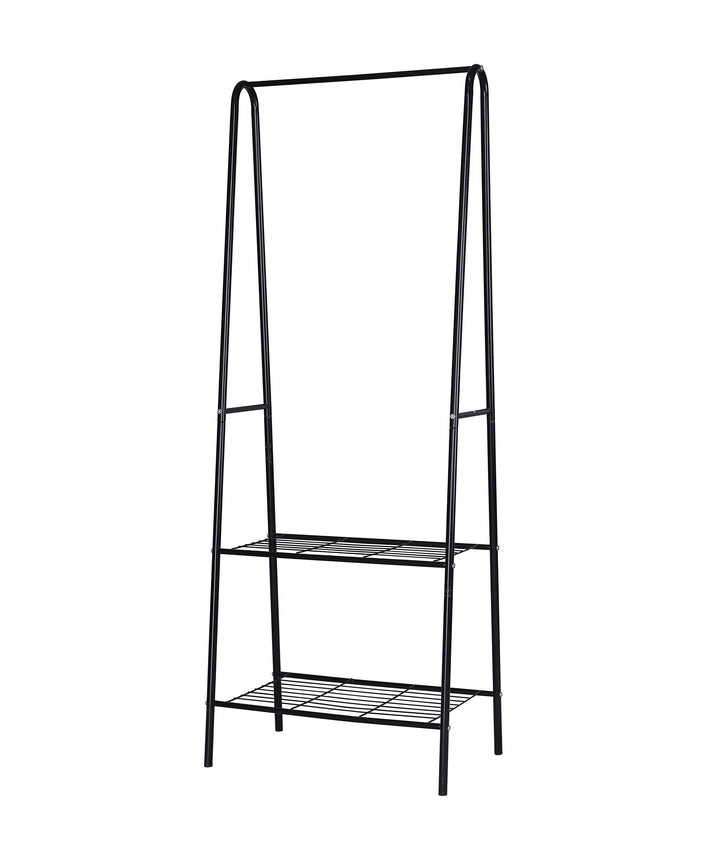 Suport metalic pentru umerase,  Zola®, cu 2 rafturi pentru pantofi,  153x60x34 cm, negru