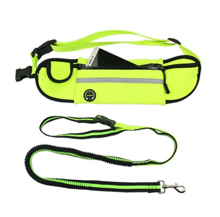 Set borseta de alergare pentru fete, Zola®, cu lesa pentru catei elastica, elemente reflectorizante, verde